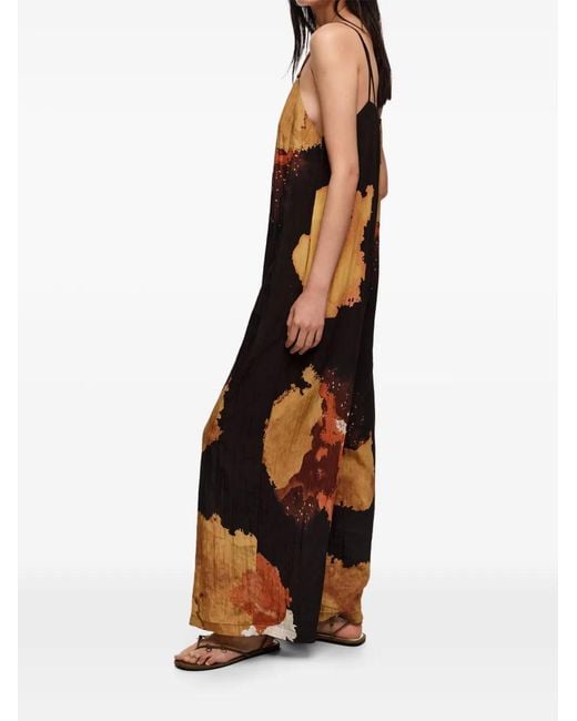 Bimba Y Lola Black Button Abstract Jumpsuit