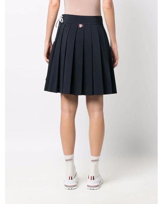 Thom Browne Blue Pleated Drop-Hem Mini Skirt