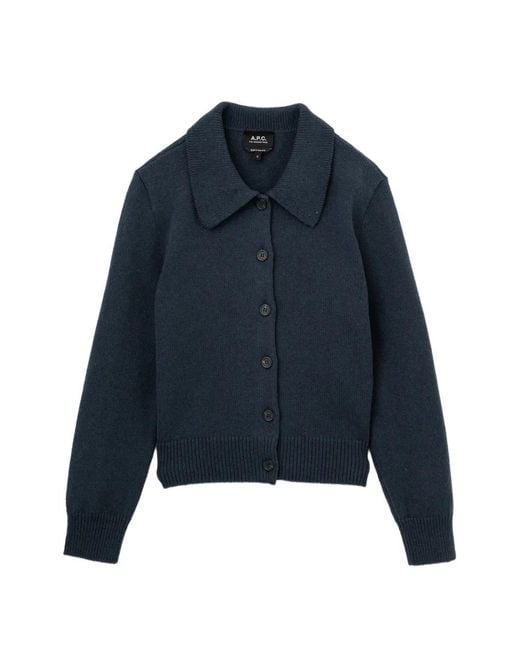 A.P.C. Blue Cardigan À Boutonnière