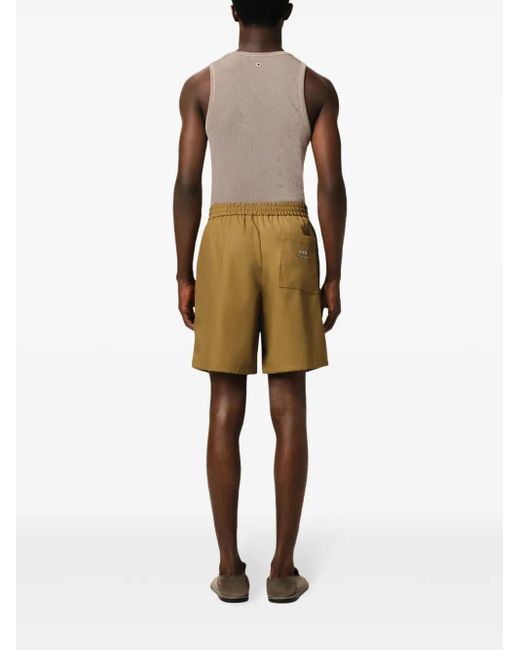 AMI Green Logo-Plaque Shorts for men