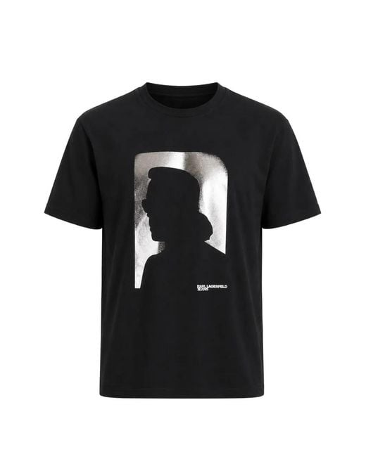 Karl Lagerfeld Black Graphic-Print T-Shirt for men
