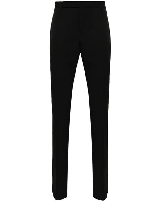 Saint Laurent Black Tailored Trousers In Grain De Poudre for men