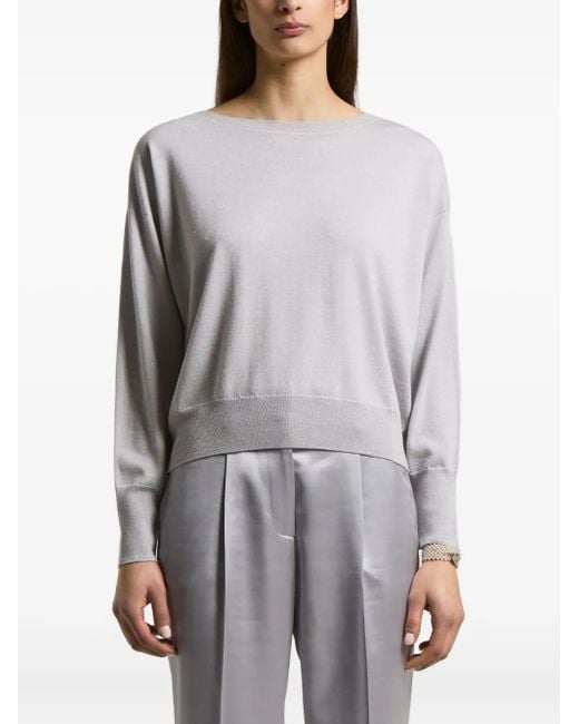 Peserico Gray Crew-Neck Sweater