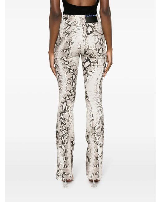 Mugler Broek Met Slangenleer-Effect in het White