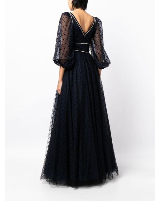 Jenny Packham Black Purdy Bow-embellished Tulle Gown