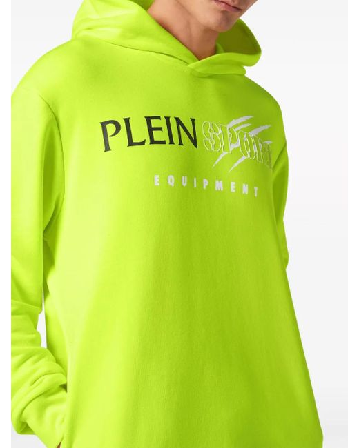 Philipp Plein Green Scratch Logo-Print Hoodie for men