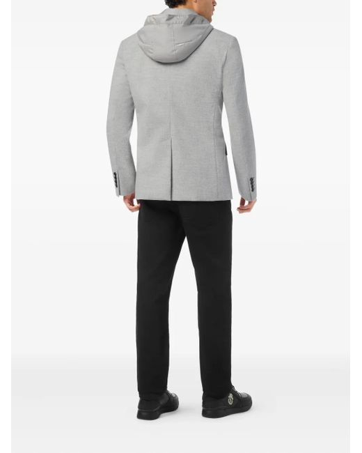 Billionaire Gray Hooded Buttoned Blazer for men