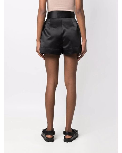Styland Black High-Waisted Satin Shorts
