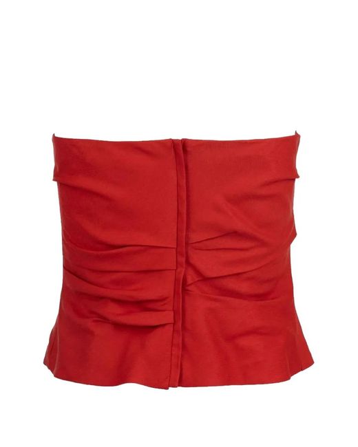 Marella Red Ruched Strapless Top