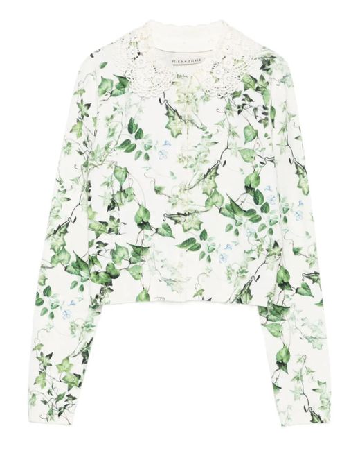 Alice + Olivia White Carson Lace-Collar Cardigan
