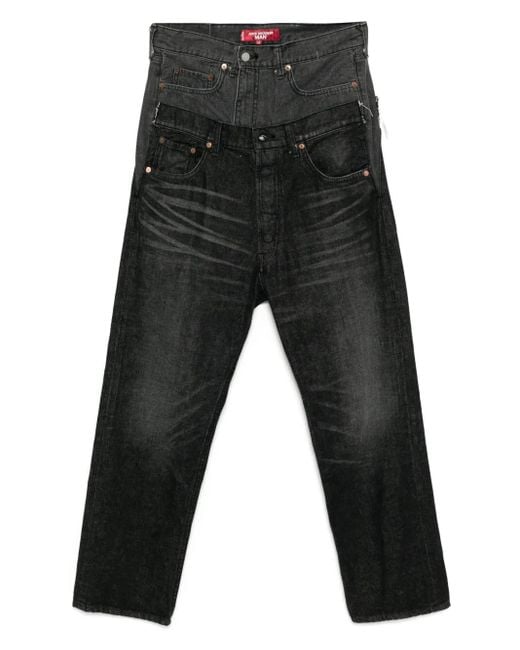 Junya Watanabe Black Patchwork Panelled Jeans for men