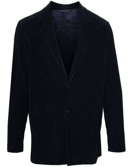 Homme Plissé Issey Miyake Blue Pleated Single-Breasted Jacket for men