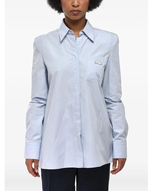 Off-White c/o Virgil Abloh Blue Lace-Up Back Poplin Shirt