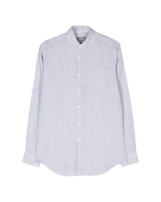 Canali White Spread-Collar Long-Sleeve Shirt for men