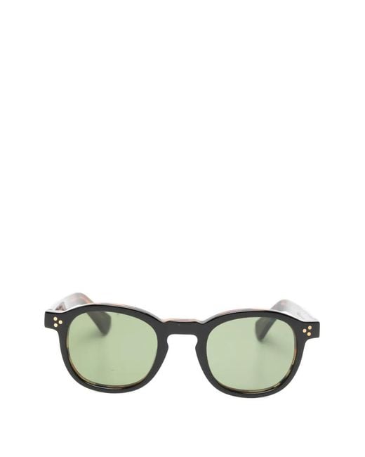 Lesca Green Iota Round Sunglasses