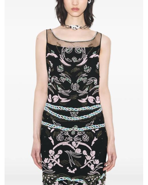 Tory Burch Black Embellished Mesh Dress