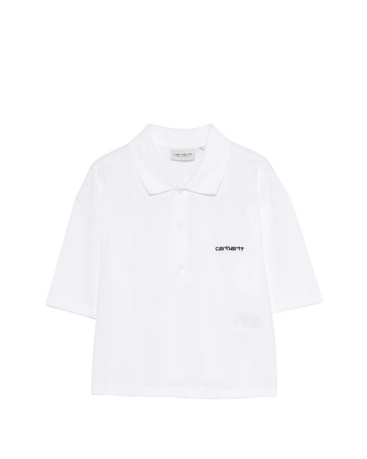 Carhartt White Logo-Embroidered Polo Top