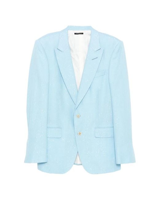 Tom Ford Blue Sequinned Bouclé Blazer for men