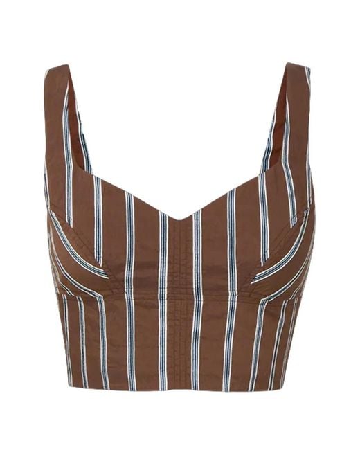 Veronica Beard Brown Vonette Striped Top