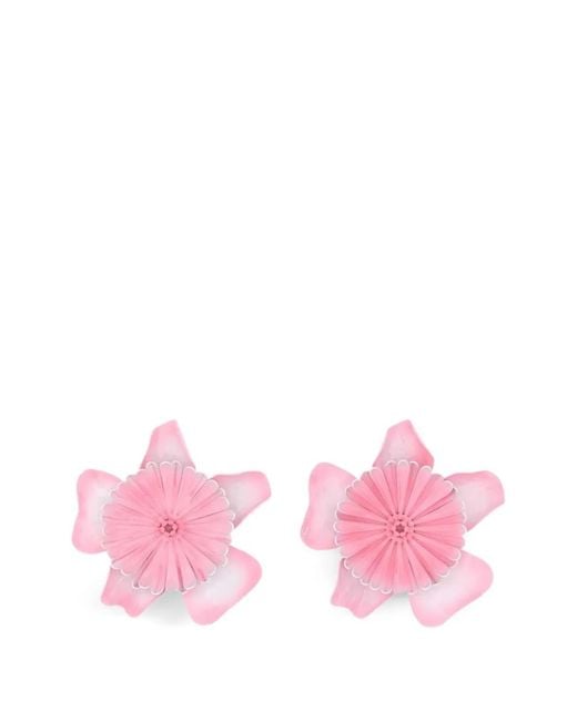 Chloé Pink Bloom Flower-Motif Lacquer-Coated Earrings