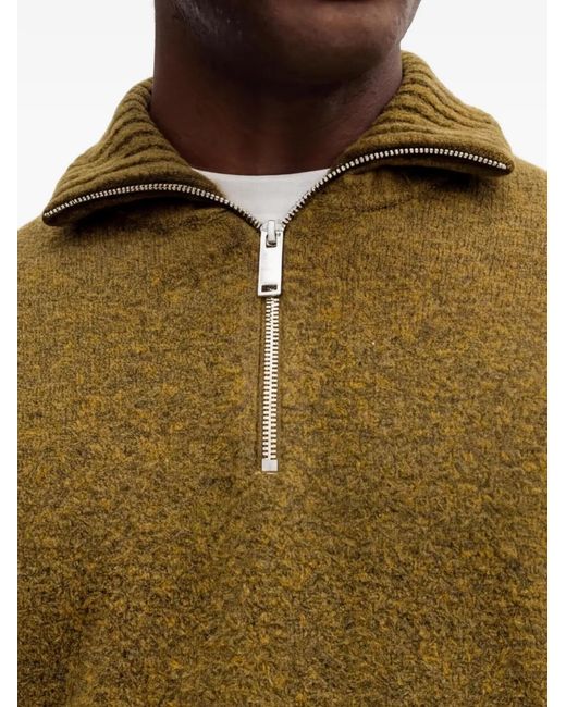 Sisley Green Zip-Up Roll-Neck Sweater for men