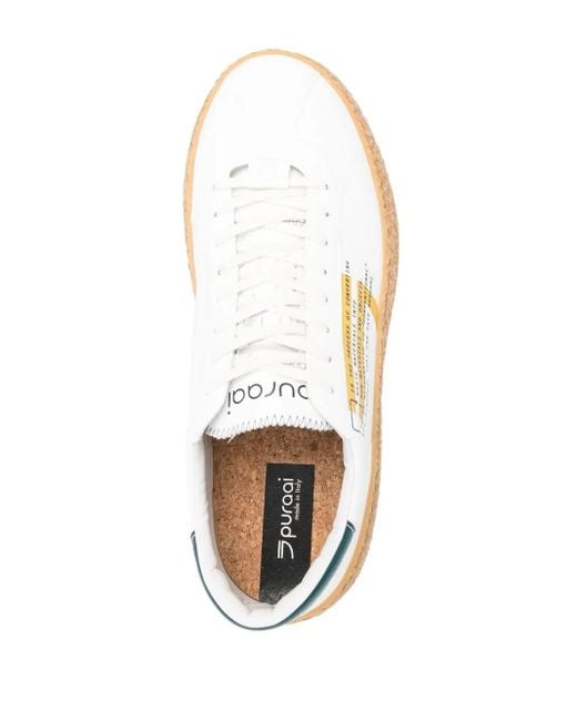 PURAAI White Senape Lace-Up Sneakers for men