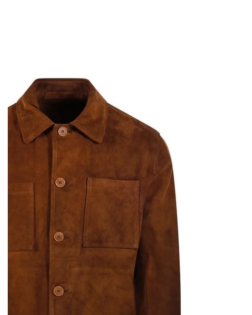 Salvatore Santoro Brown Suede Patch-Pocket Jacket for men