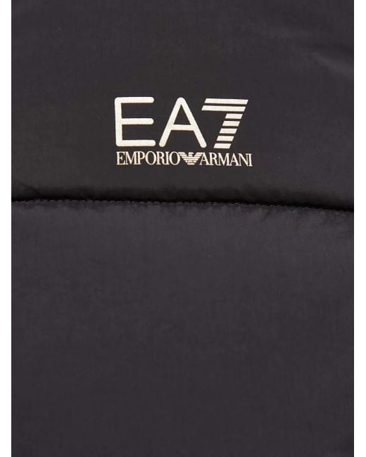 EA7 Logo-detail Hooded Padded Jacket Black