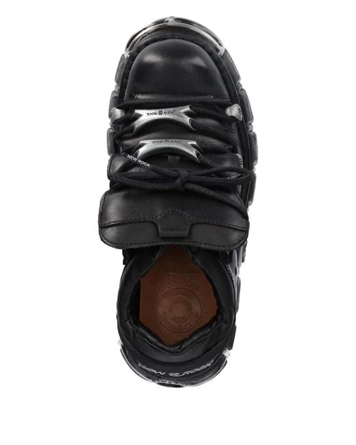 New Rock Black M-120N-C26 Lace-Up Platform Trainers