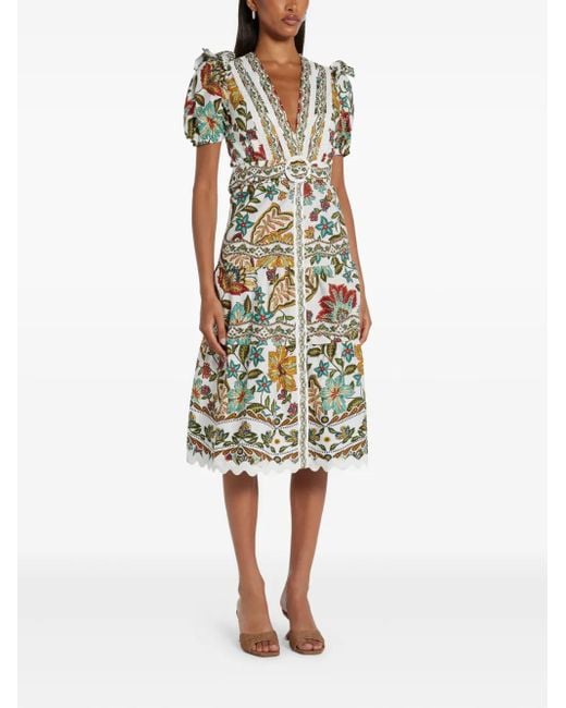 Farm Rio White Botanicals Midi Dress