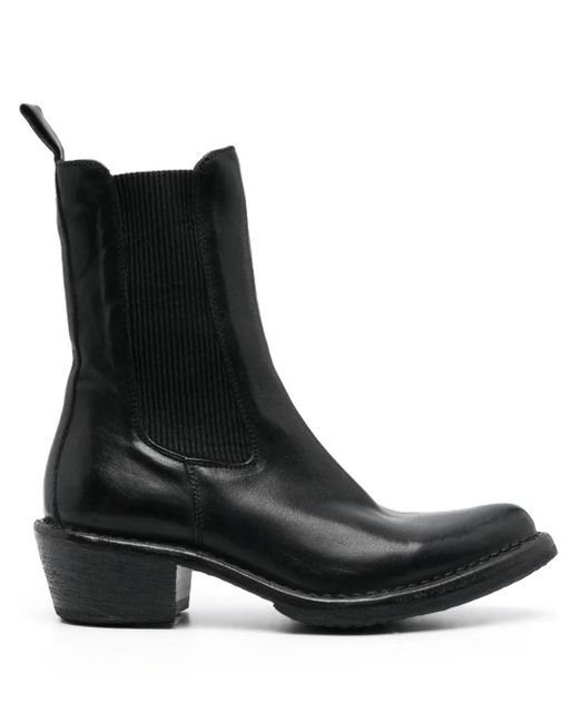 Moma Black Pointed-Toe Ankle Leather Boots
