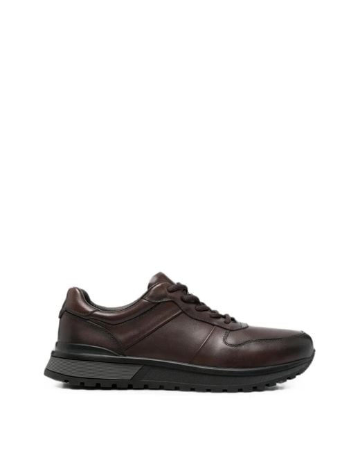 SERGIO MORETTI FIRENZE Black Lace-Up Leather Sneakers for men