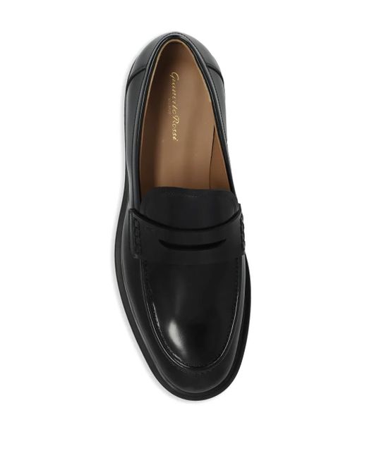 Gianvito Rossi Black Harris Polished-Leather Penny Loafers for men