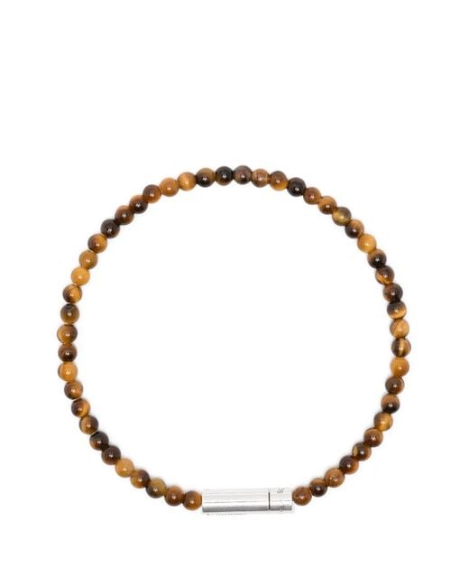 Le Gramme Metallic Tiger Eye Beads Cable Bracelet for men