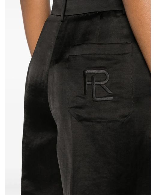Ralph Lauren Black Logo-Embroidered Satin Shorts