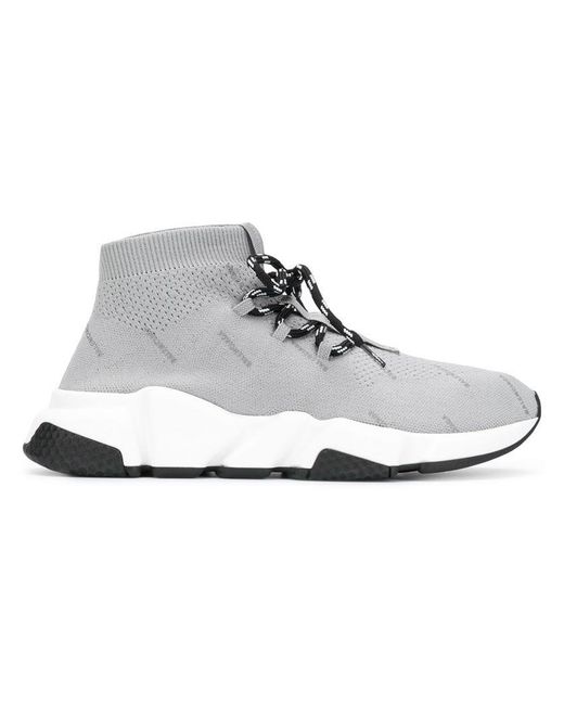 Balenciaga Gray Speed Lace-up Sneakers for men