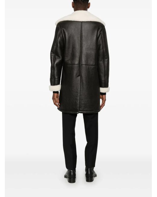 Dolce & Gabbana Black Leather Coat for men