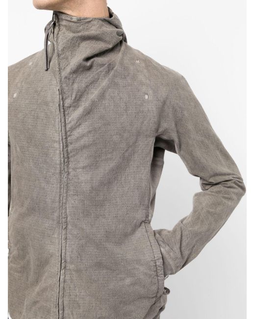 Boris Bidjan Saberi Gray Asymmetric Cotton Hooded Jacket for men