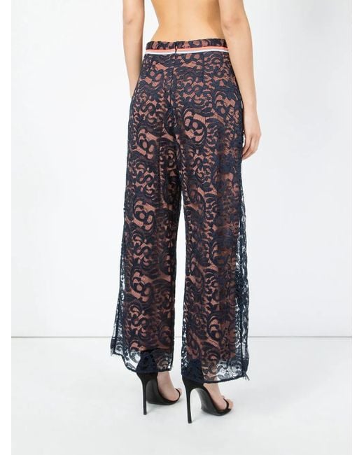 Peter Pilotto Blue Lace Patch Overlay Trousers
