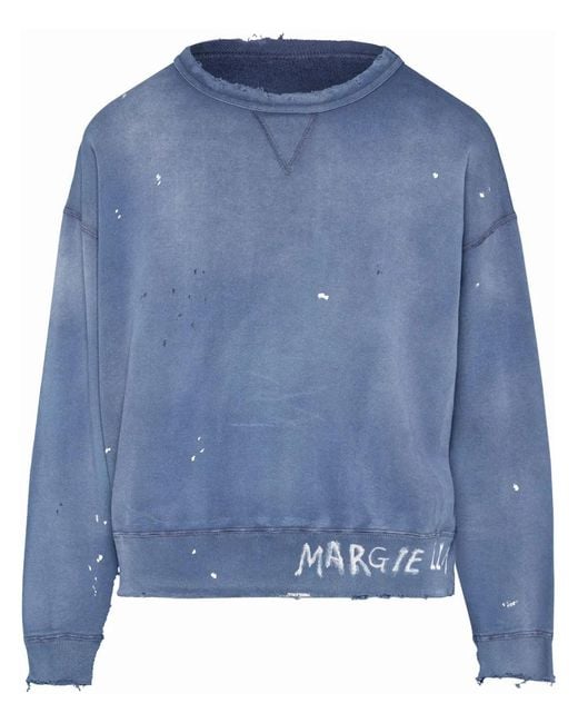 Maison Margiela Blue Organic Cotton Sweatshirt for men