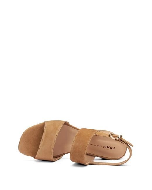 Frau Natural Block-Heel Suede Sandals