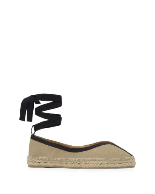 Castaner White Kanu Tie-Fastening Ballet Flats