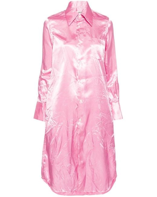 Comme des Garçons Pink Satin Midi Shirt Dress