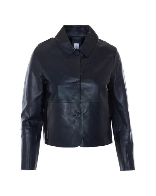 Bully Blue Frontal-Buttons Leather Jacket