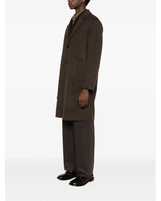 Amaranto Black Buttoned Single-Breasted Coat for men