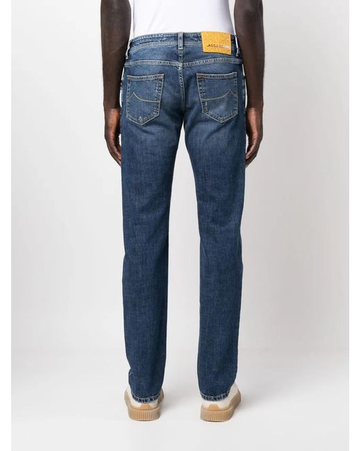Jacob Cohen Blue Distressed-Effect Straight-Leg Jeans for men