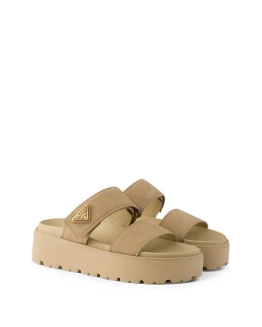 Prada White Nubuck Slides