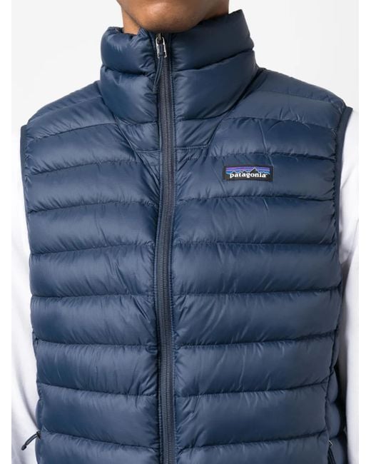 Patagonia Blue Logo-Patch Feather-Down Gilet for men