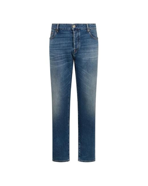 Moorer Blue 5-Pocket Trousers for men