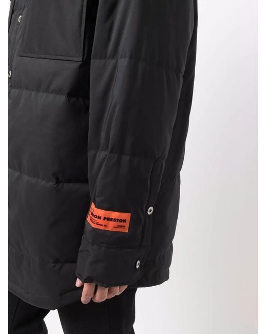 Heron Preston Black Logo-Patch Padded Jacket for men